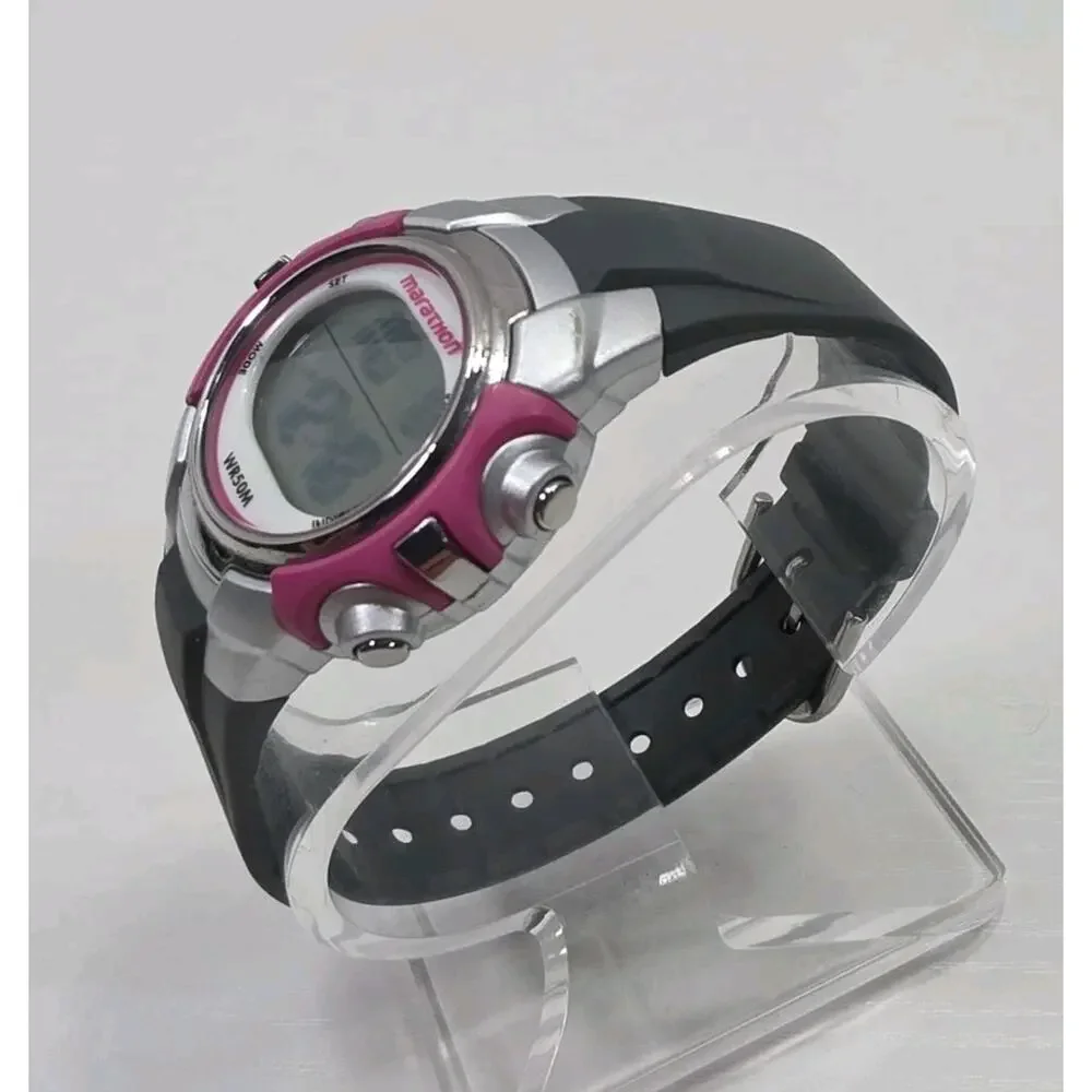 Marathon T5K646 Indiglo WR 50M Digital Pink & Gray Women's Watch New Battery 277